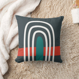Boho abstract hand drawn rainbow line art cushion