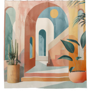 Boho Abstract Landscape (10) Shower Curtain