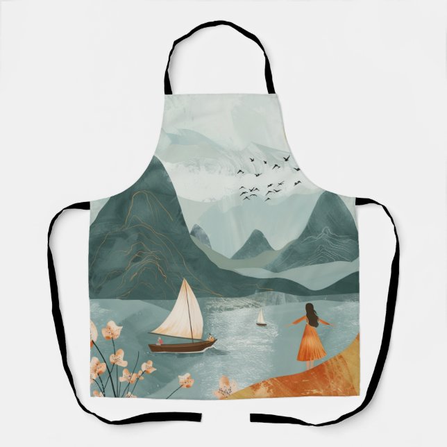 Boho Abstract Landscape (11) Apron (Front)