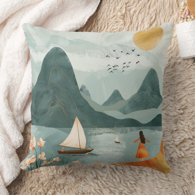 Boho Abstract Landscape (11) Cushion (Blanket)