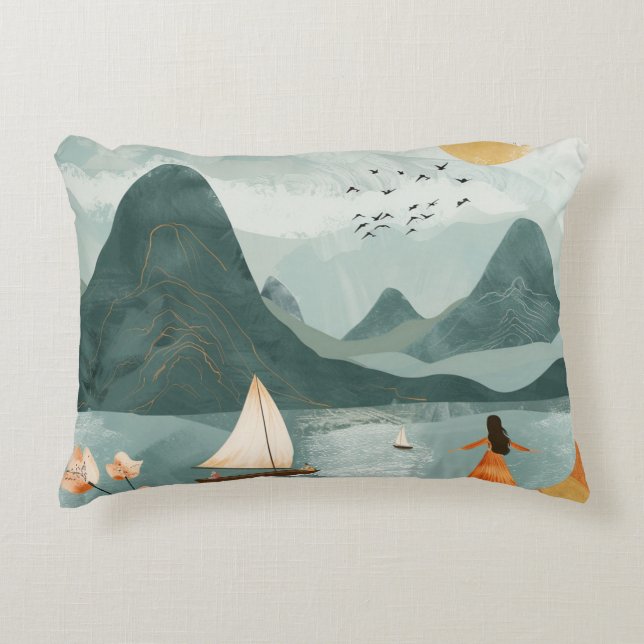 Boho Abstract Landscape (11) Decorative Cushion (Front)