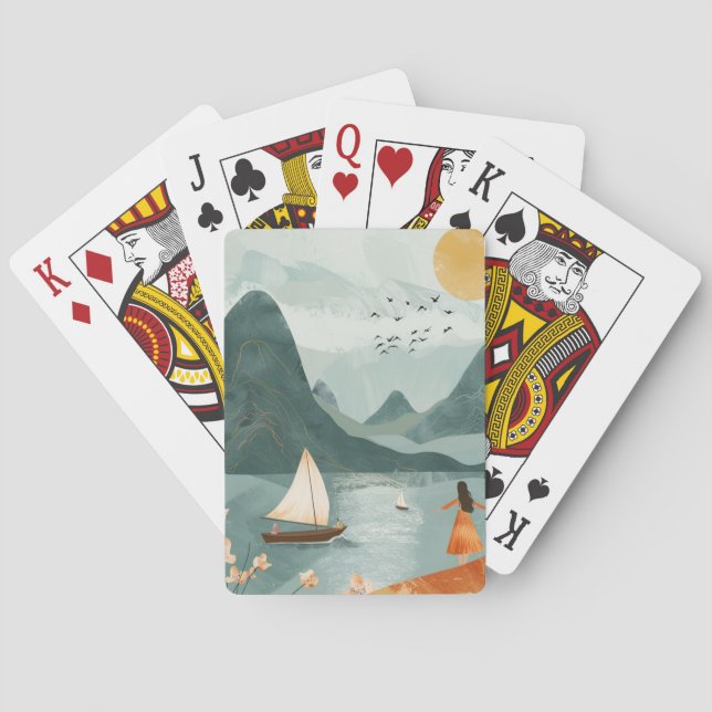 Boho Abstract Landscape (11) Playing Cards (Back)