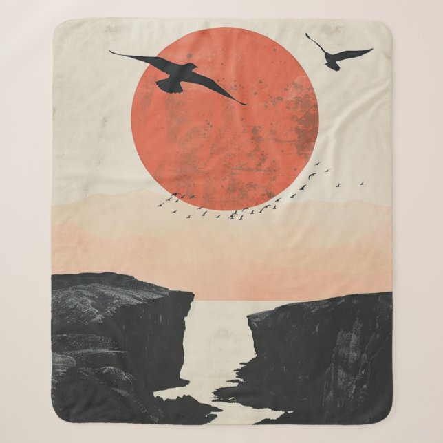 Boho Abstract Landscape (12) Sherpa Blanket (Front)
