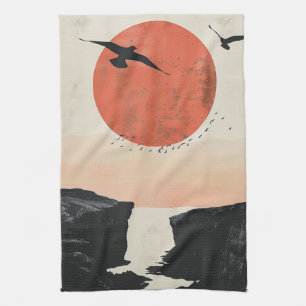 Boho Abstract Landscape (12) Tea Towel
