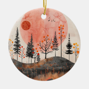 Boho Abstract Landscape (13) Ceramic Ornament