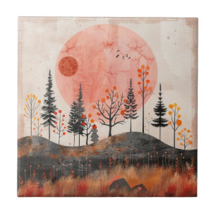 Boho Abstract Landscape (13) Ceramic Tile