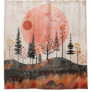 Boho Abstract Landscape (13) Shower Curtain