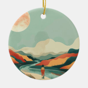Boho Abstract Landscape (14) Ceramic Ornament