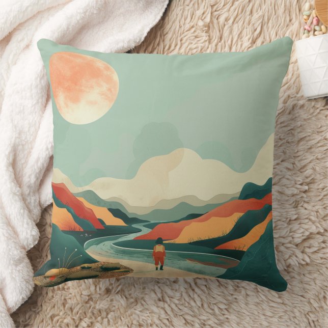 Boho Abstract Landscape (14) Cushion (Blanket)