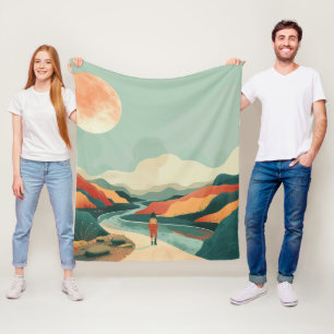 Boho Abstract Landscape (14) Fleece Blanket