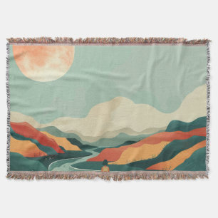 Boho Abstract Landscape (14) Throw Blanket