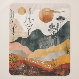 Boho Abstract Landscape (15) Sherpa Blanket