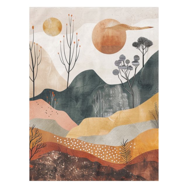 Boho Abstract Landscape (15) Tablecloth (Front)