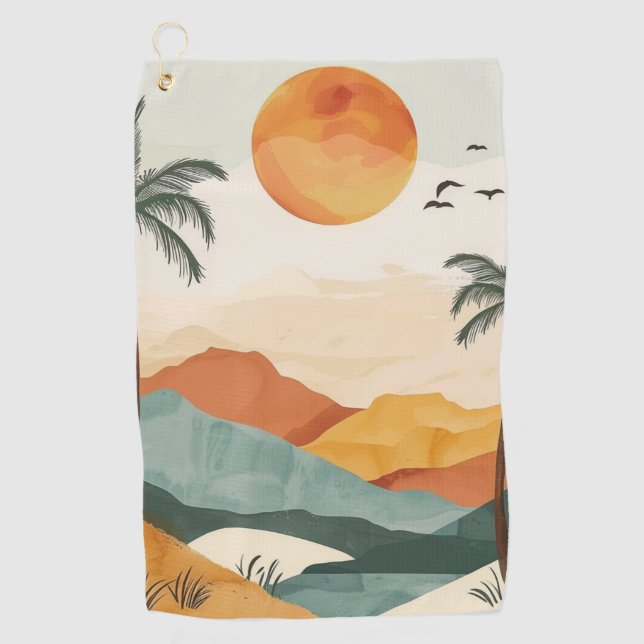 Boho Abstract Landscape (16) Golf Towel (Front)