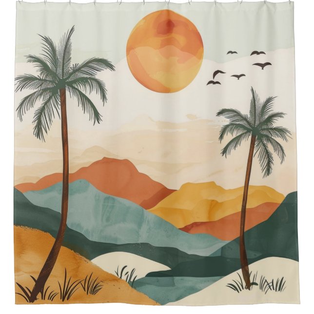 Boho Abstract Landscape (16) Shower Curtain (Front)