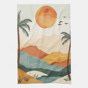 Boho Abstract Landscape (16) Tea Towel