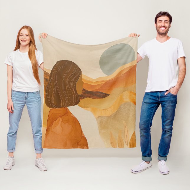 Boho Abstract Landscape (17) Fleece Blanket (In Situ)