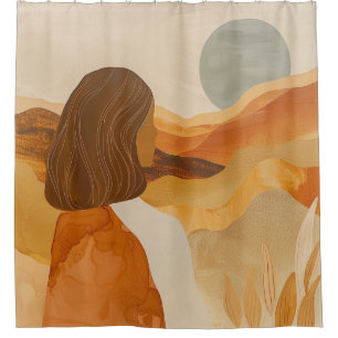 Boho Abstract Landscape (17) Shower Curtain