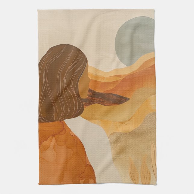 Boho Abstract Landscape (17) Tea Towel (Vertical)