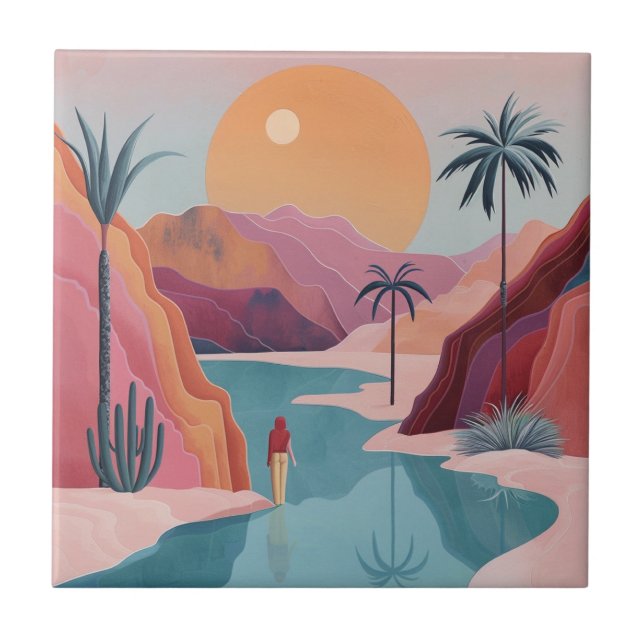 Boho Abstract Landscape (18) Ceramic Tile (Front)