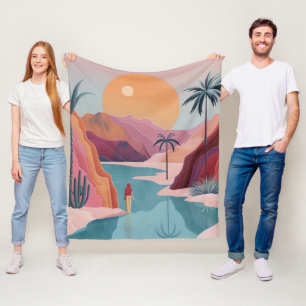 Boho Abstract Landscape (18) Fleece Blanket