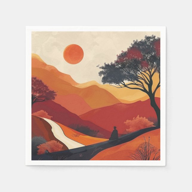 Boho Abstract Landscape (19) Napkin (Front)