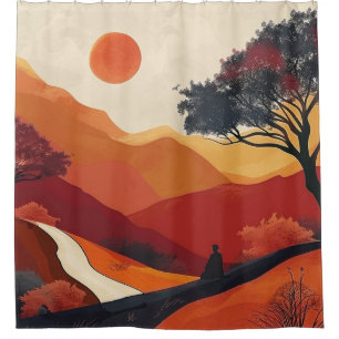 Boho Abstract Landscape (19) Shower Curtain