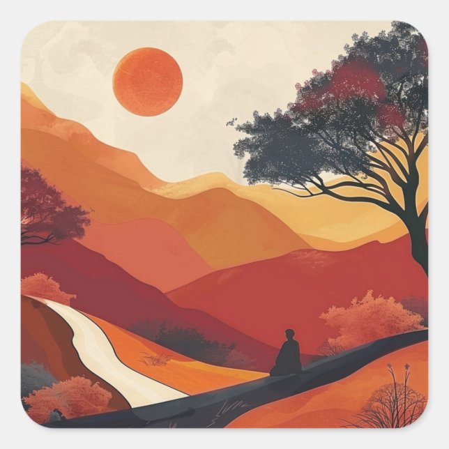 Boho Abstract Landscape (19) Square Sticker (Front)