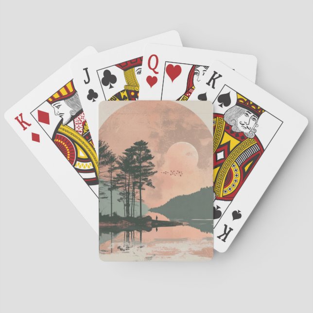 Boho Abstract Landscape (1) Playing Cards (Back)