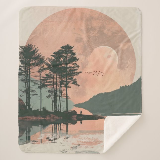 Boho Abstract Landscape (1) Sherpa Blanket (Front)