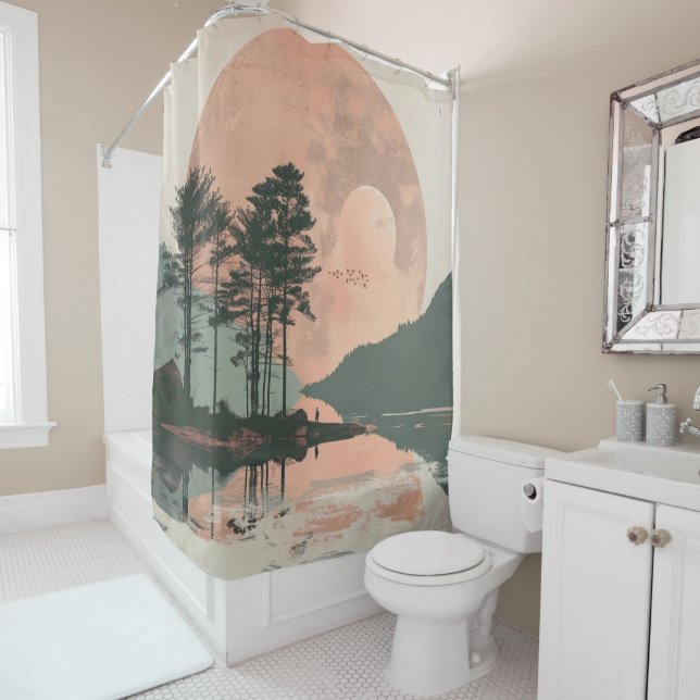 Boho Abstract Landscape (1) Shower Curtain (In Situ)