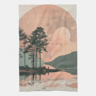Boho Abstract Landscape (1) Tea Towel