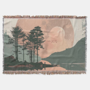 Boho Abstract Landscape (1) Throw Blanket