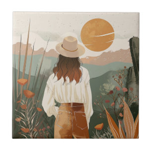 Boho Abstract Landscape (20) Ceramic Tile