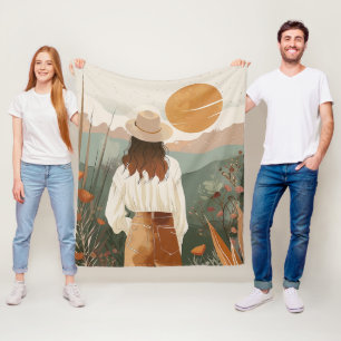 Boho Abstract Landscape (20) Fleece Blanket