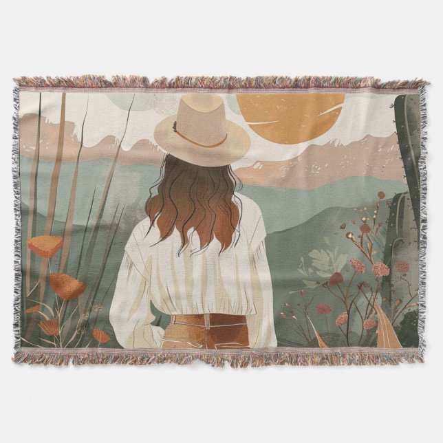 Boho Abstract Landscape (20) Throw Blanket (Front)