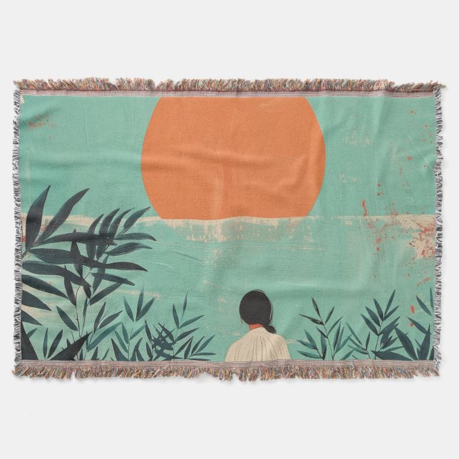Boho Abstract Landscape (22) Throw Blanket (Front)