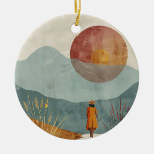 Boho Abstract Landscape (23) Ceramic Ornament