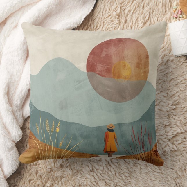 Boho Abstract Landscape (23) Cushion (Blanket)
