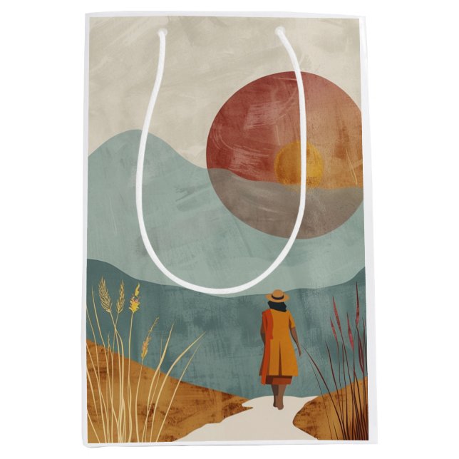 Boho Abstract Landscape (23) Medium Gift Bag (Front)