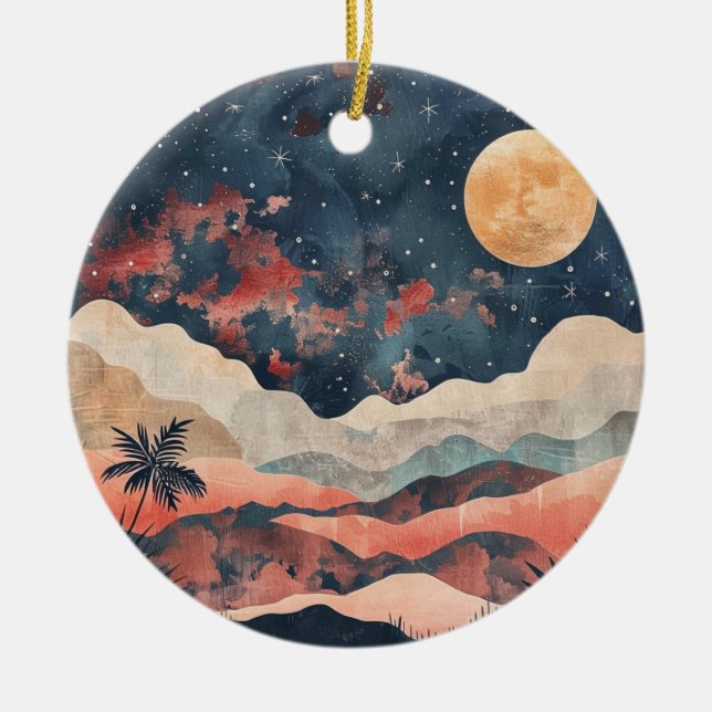 Boho Abstract Landscape (24) Ceramic Ornament (Front)