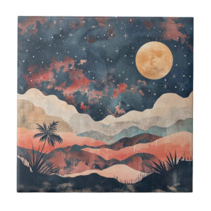 Boho Abstract Landscape (24) Ceramic Tile