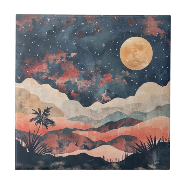 Boho Abstract Landscape (24) Ceramic Tile (Front)