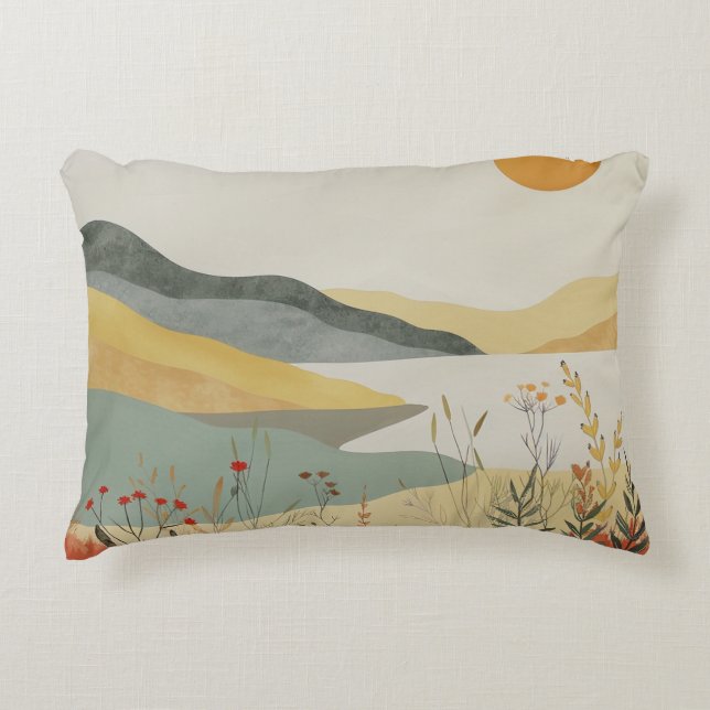 Boho Abstract Landscape (25) Decorative Cushion (Front)
