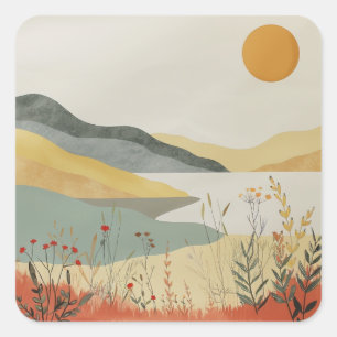 Boho Abstract Landscape (25) Square Sticker