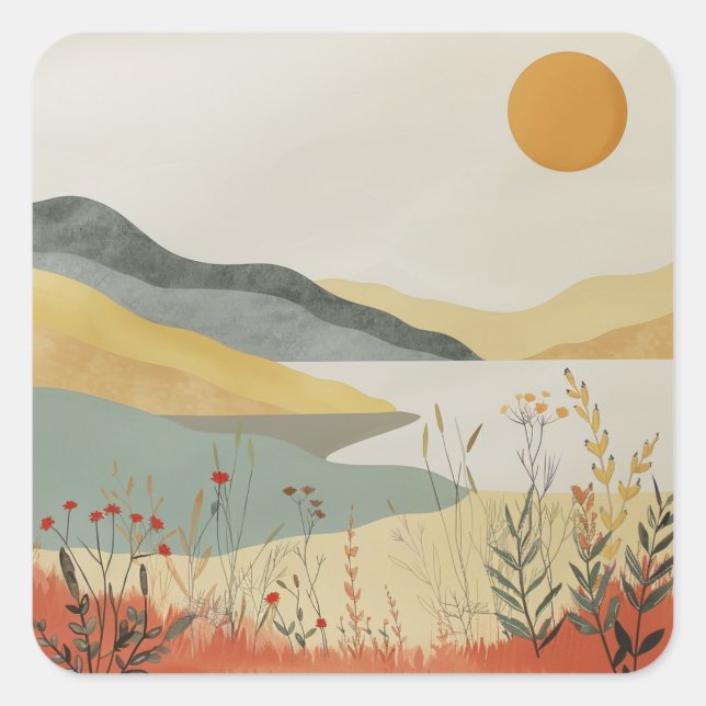 Boho Abstract Landscape (25) Square Sticker (Front)