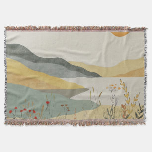 Boho Abstract Landscape (25) Throw Blanket