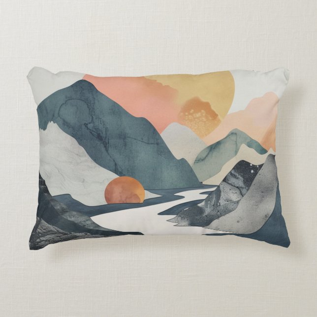 Boho Abstract Landscape (2) Decorative Cushion (Front)