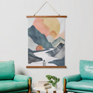Boho Abstract Landscape (2) Hanging Tapestry