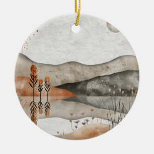 Boho Abstract Landscape (3) Ceramic Ornament